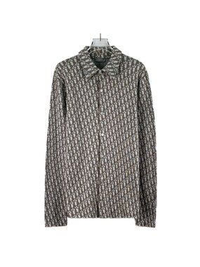 Dior brown logo jacquard all-over print shirt